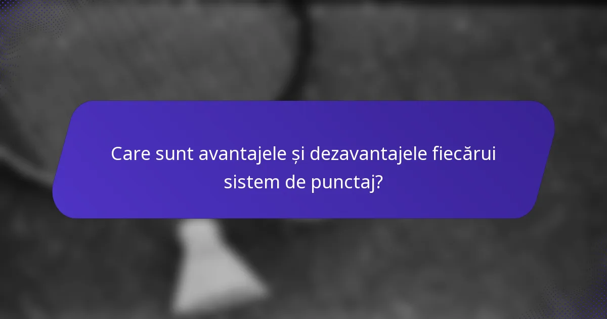 Care sunt avantajele și dezavantajele fiecărui sistem de punctaj?