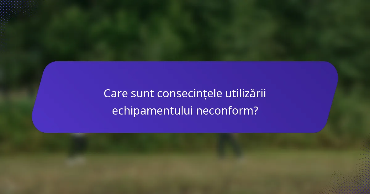Care sunt consecințele utilizării echipamentului neconform?