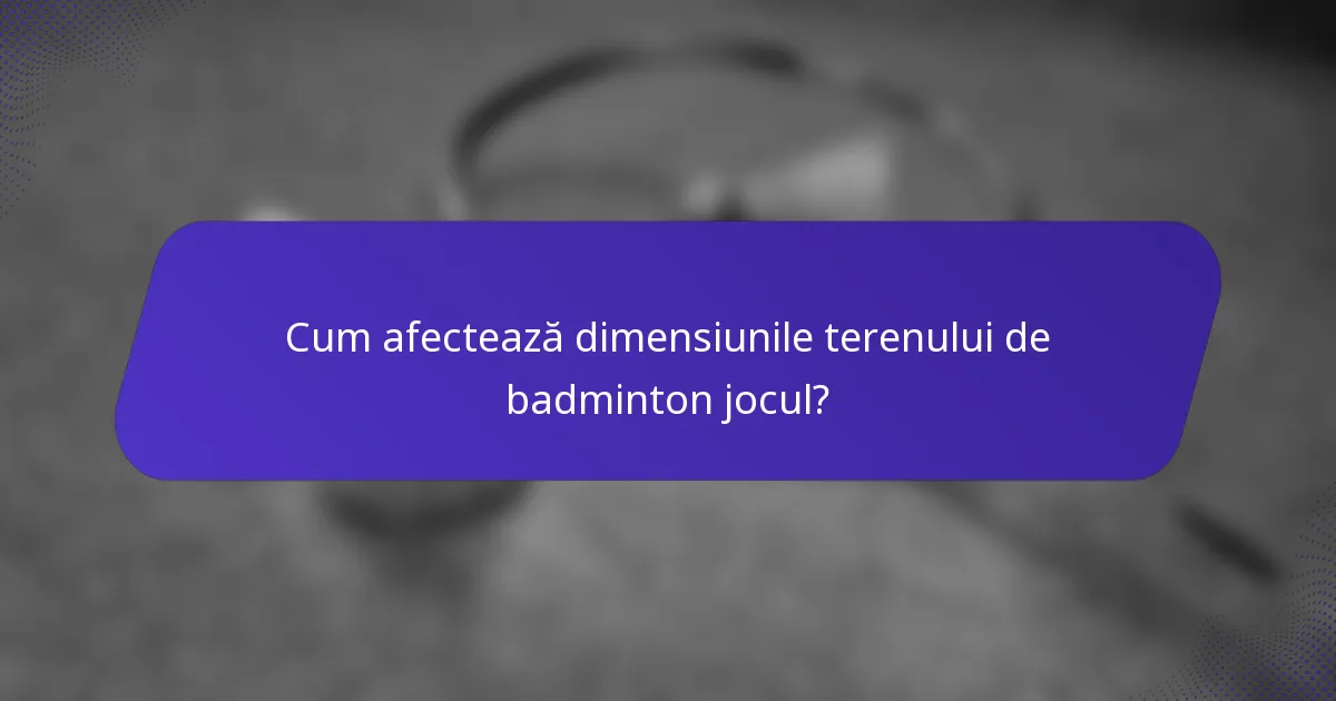 Cum afectează dimensiunile terenului de badminton jocul?